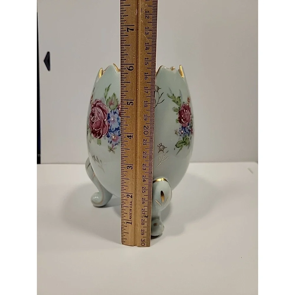 Vintage Napcoware‎ Egg-Shaped Porcelain Vase Pink Floral